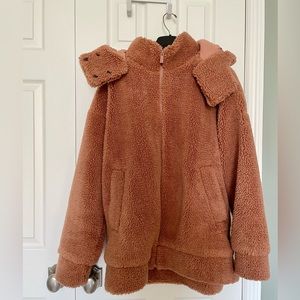 Alo Yoga Sherpa Full Zip Jacket in Dusty Rose